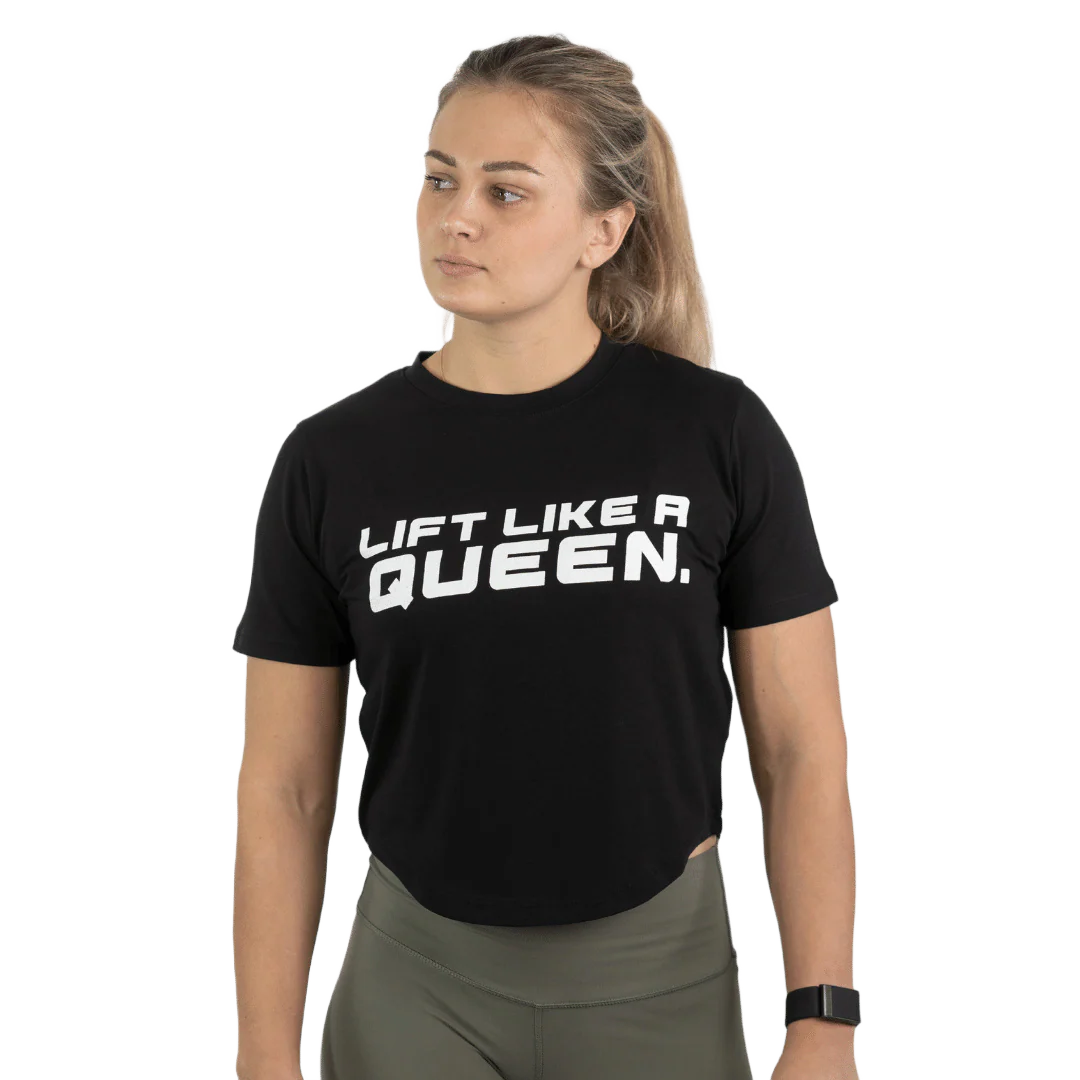 Lift Heavy Lift Like A Queen Rounded Cropped T-Shirt