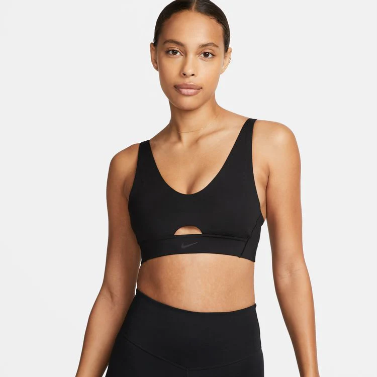 NIKE DRI-FIT INDY TOP PLUNGE CUTOUT- MEDIUM IMPACT