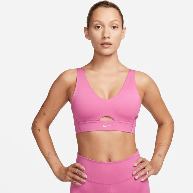 NIKE DRI-FIT INDY TOP PLUNGE CUTOUT- MEDIUM IMPACT