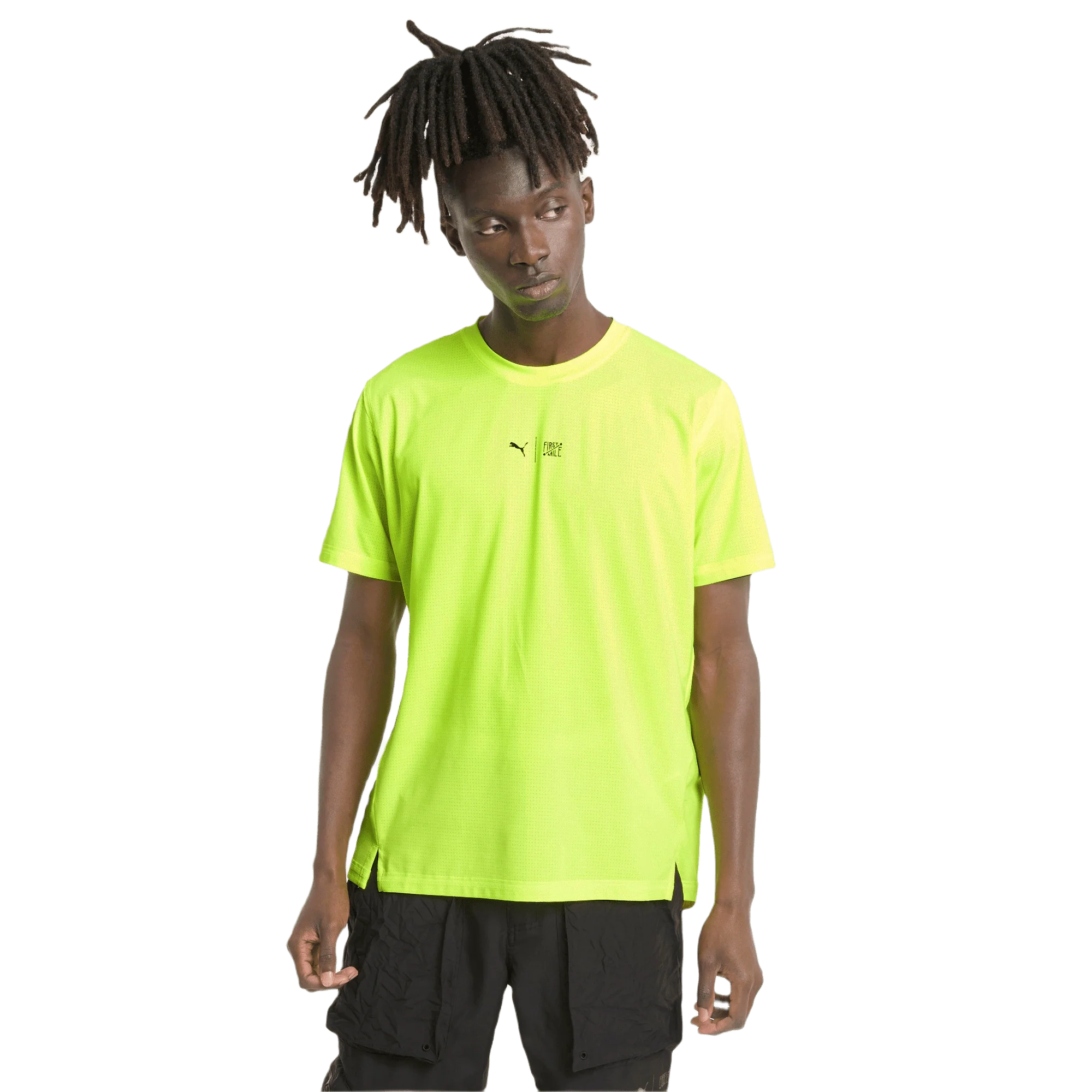 PUMA TRAIN FIRST MILE SS TEE YELLOW ALERT